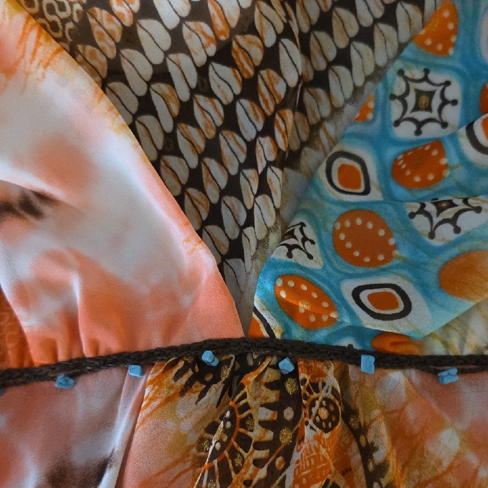 Vibrant Orange And Blue Patterned Sleeveless Top - image 4